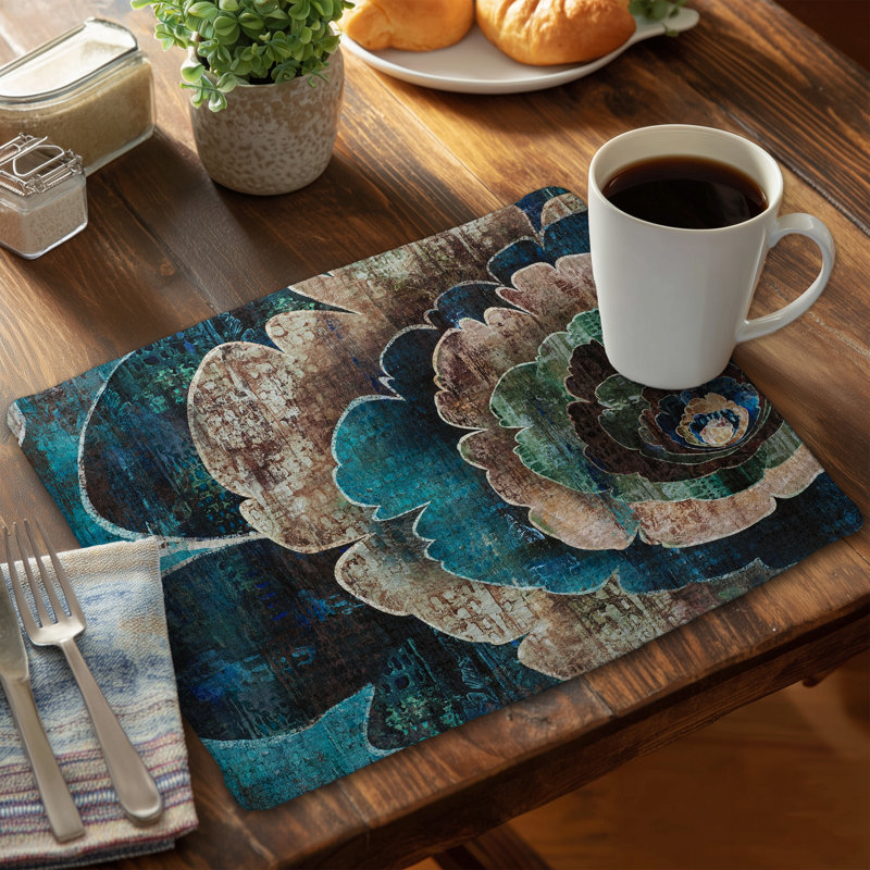Blue Floral & Botanical Braided Polyester Placemat | Home Decor