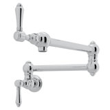 Country Kitchen Two Handle Wall Mounted Swing Arm Fold Away Pot Filler Faucet with Handles