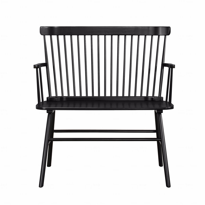 Banc à dossier en bois Farmhouse, Noir