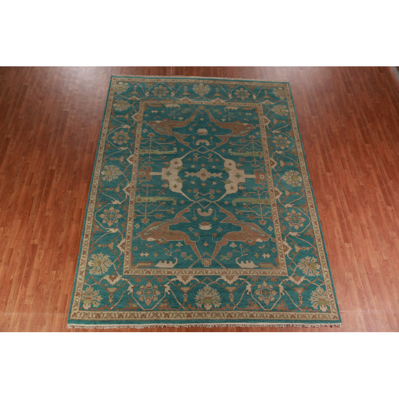 Tapis vert en laine All-Over Oushak 9x12