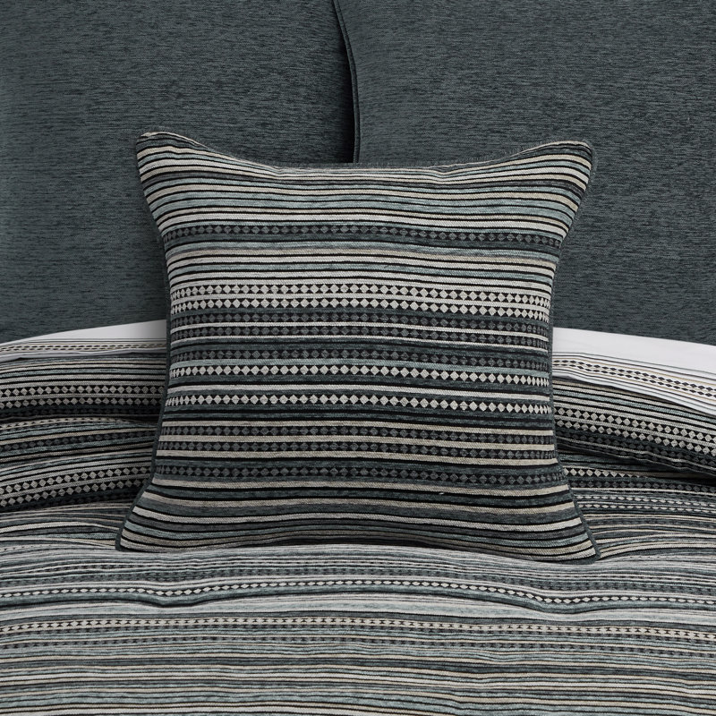 Coussin décoratif Parallel, Carré 20 po, Rayures noires
