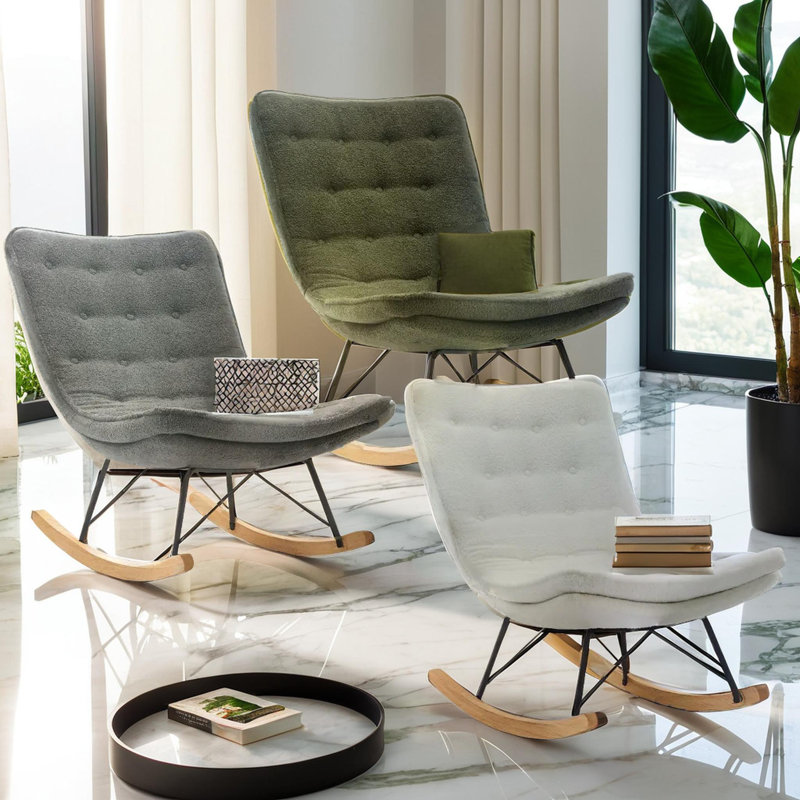 Chaise berçante rembourrée de 28,3 po de large, Vert foncé