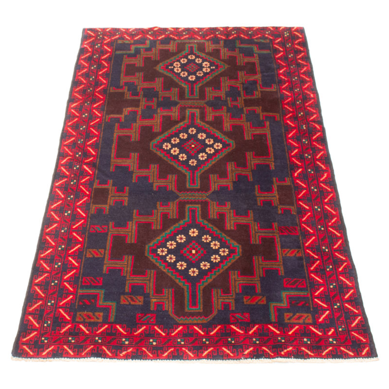Tapis unique en laine noué à la main bleu marine foncé de 3 pi 5 po x 6 pi 2 po Teimani