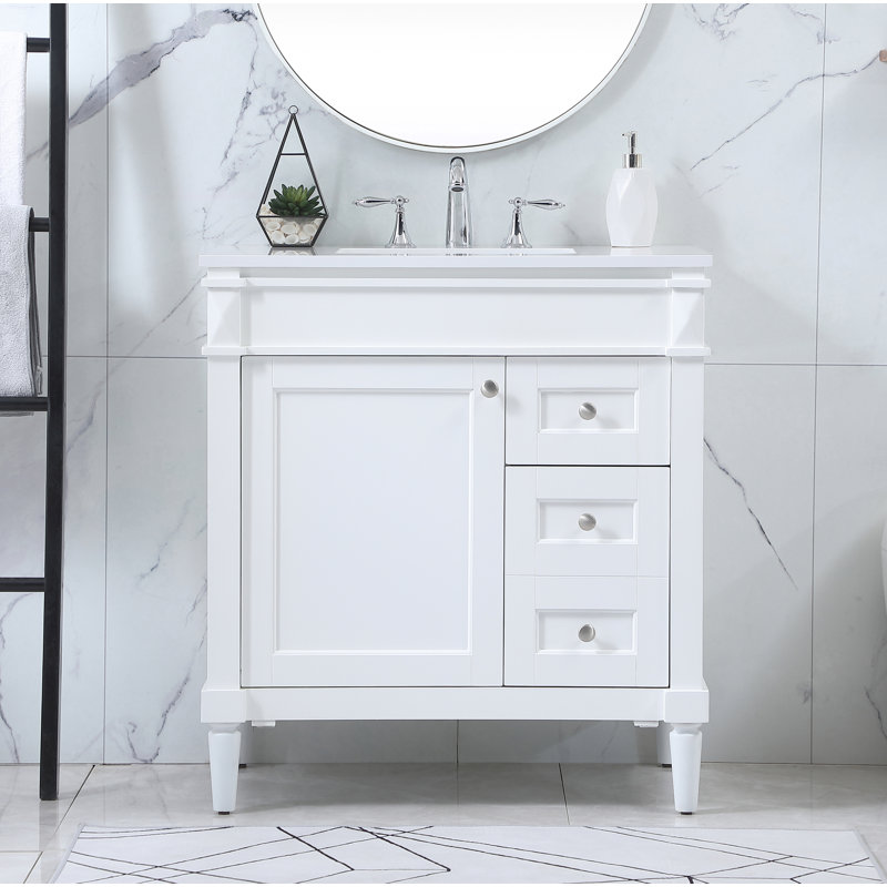 Readington 32'' Single Bathroom Vanity with Engineered Marble Top, White