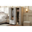 Garde-robe 4 portes avec tiroirs, tablette et tringle, blanc