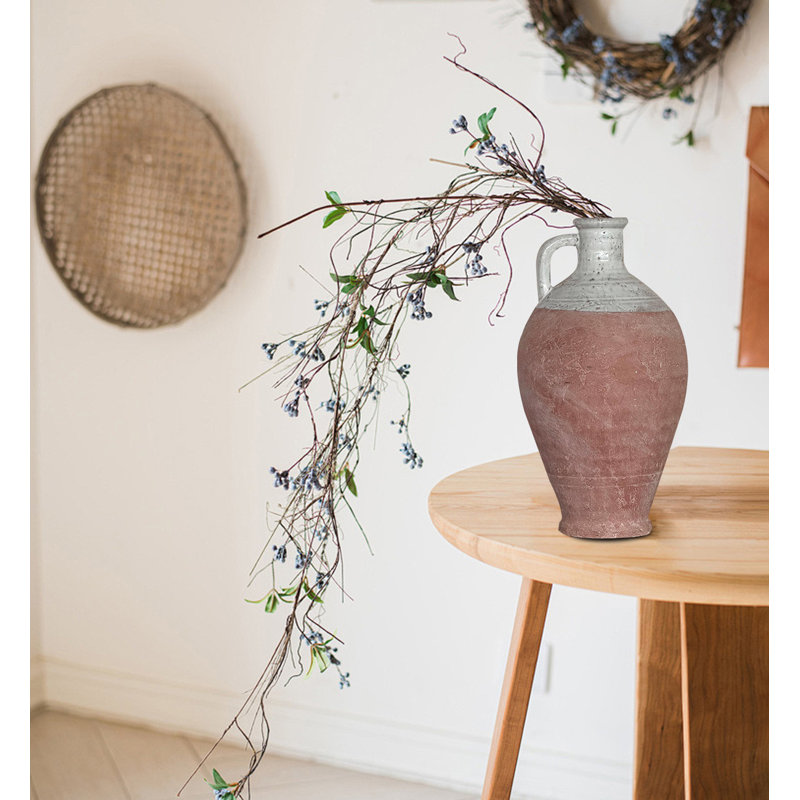 Vase à fleurs avec poignée, grand vase de ferme rustique