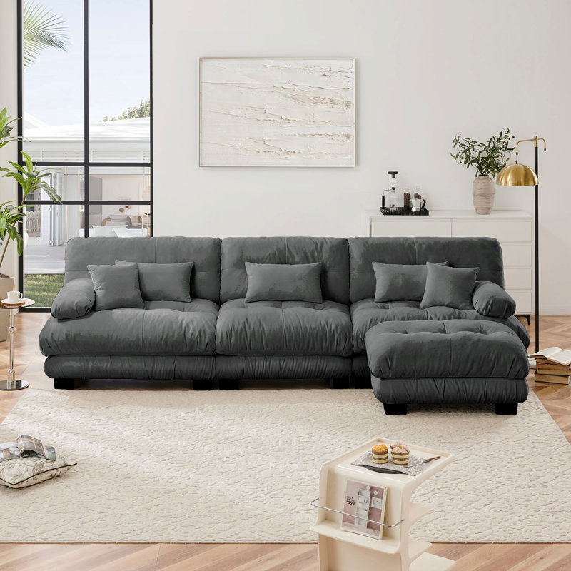 Canapé modulaire Luxury Luxury, Gris chenille, H 35,4 po x l 133,8 po x P 36 po