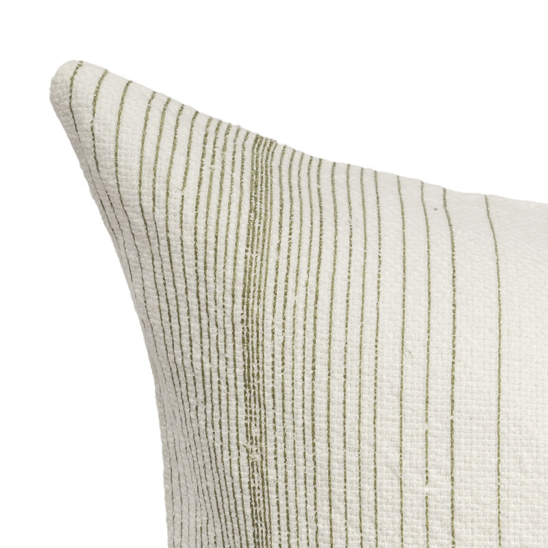 Theta 26" Linen Blend Throw Pillow, Blue, Wheat Green