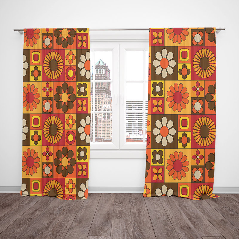 Panneaux de rideaux semi-transparents à motif floral, L 20 po x L 52 po