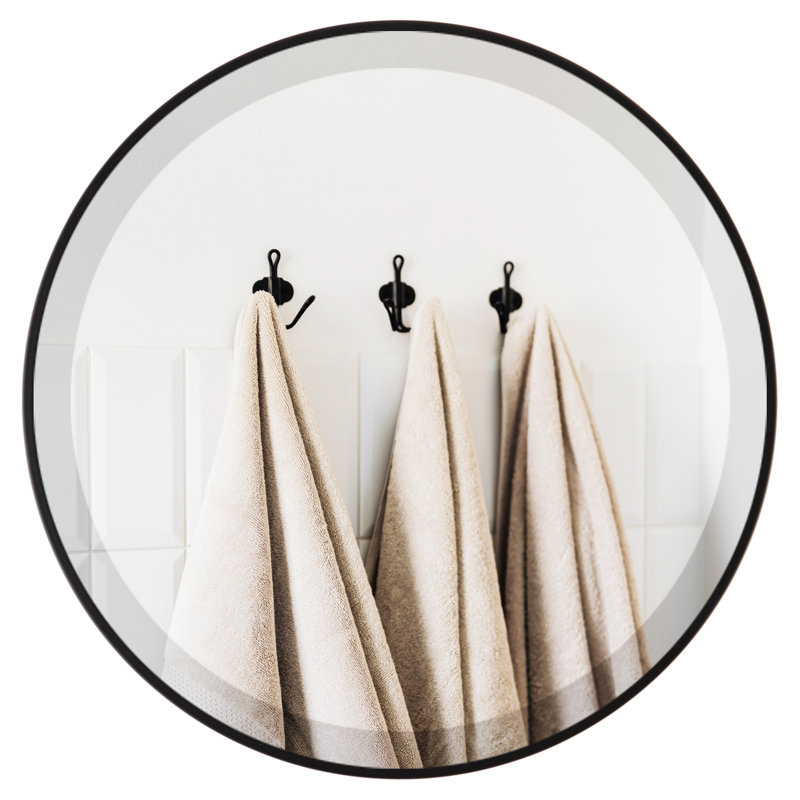 Campfort Round Mirror, 18.62" H x 18.62" W, Matte Black