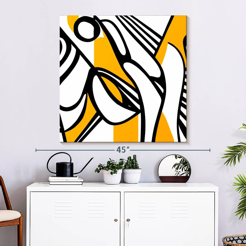 Lignes noires et jaunes Avery, H 33 po x l 33 po