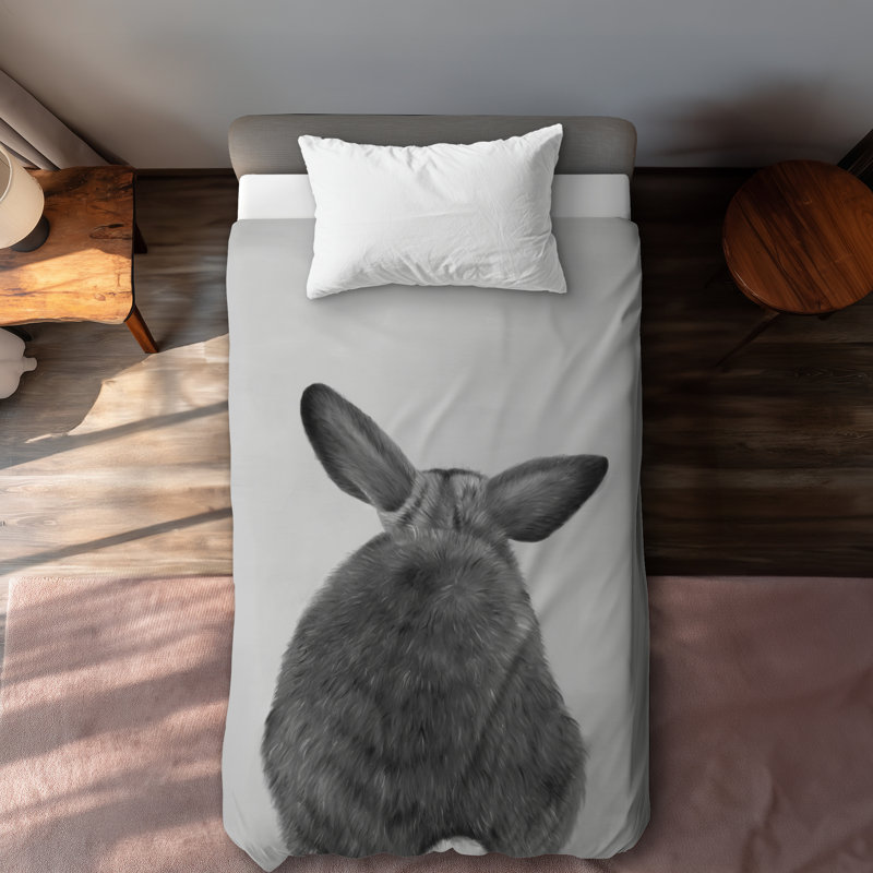 Little rabbit from behind - Gray duvet cover for home decor