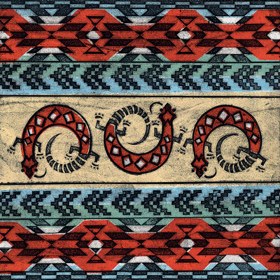 Tribal Lizards - Print on Canvas