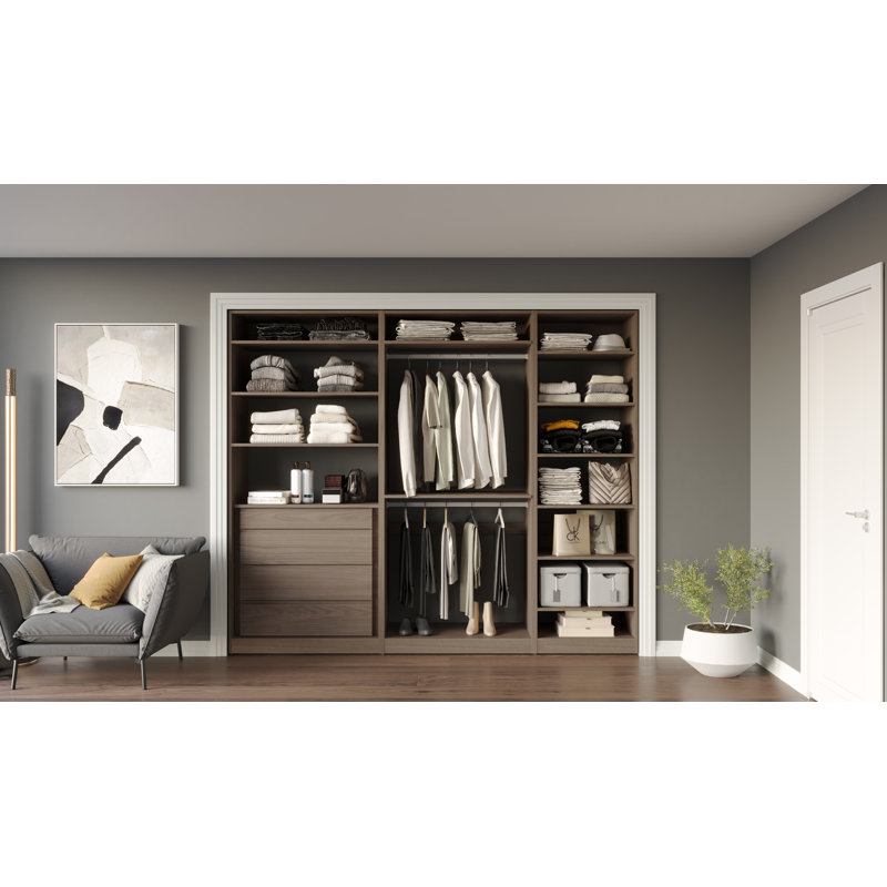 Closet System Reach-In Sets 36/36/24 Inches, Brown