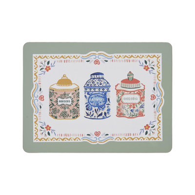 Tea Tins Block Print Rectangle Placemat