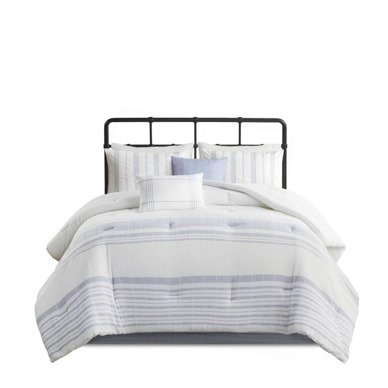 Ensemble d'édredon 6 pièces surdimensionné en jacquard de coton, Édredon double et 5 pièces supplémentaires