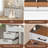 59" Farmhouse Office Desk With Charging Station & Storage Cabinet, Barn Door Design Home Study Desk With File Drawer, Monitor Stand And Keyboard Tray For Office, Study, Living Room-2125035536