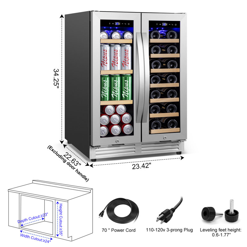 24-Inch Dual Zone Stainless Steel Wine and Beverage Refrigerator