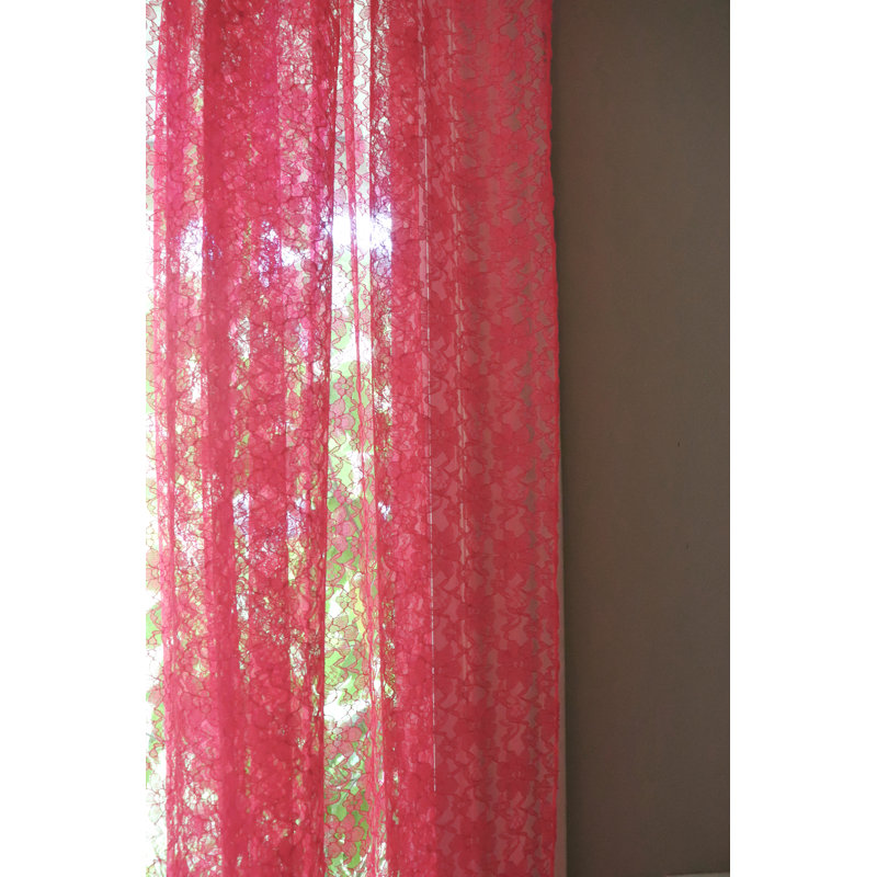Pateros Lace Sheer Curtain Single Panel, 58" W x 108" L, Coral