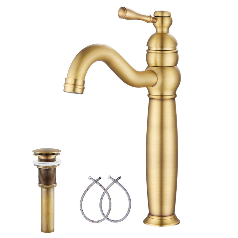 Single-handle Bathroom Faucet with Drain Assembly, Antique Brass