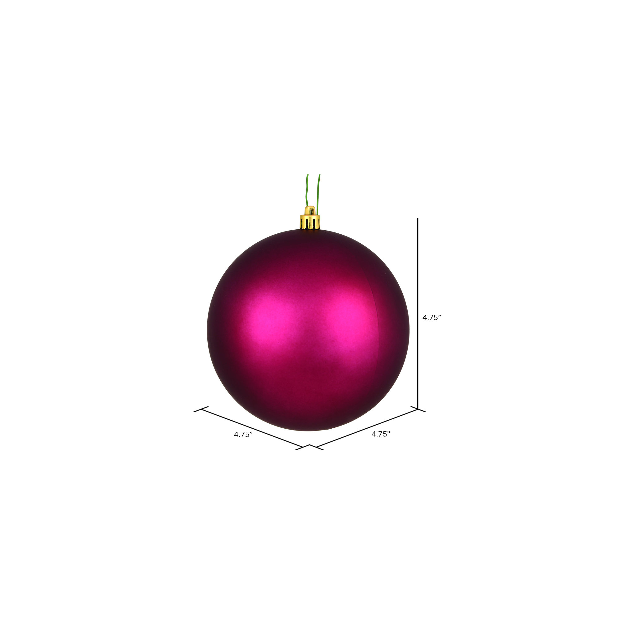 Holiday Solid Ball Ornament, Berry Red 1, 4.75" H x 4.75" W x 4.75" D