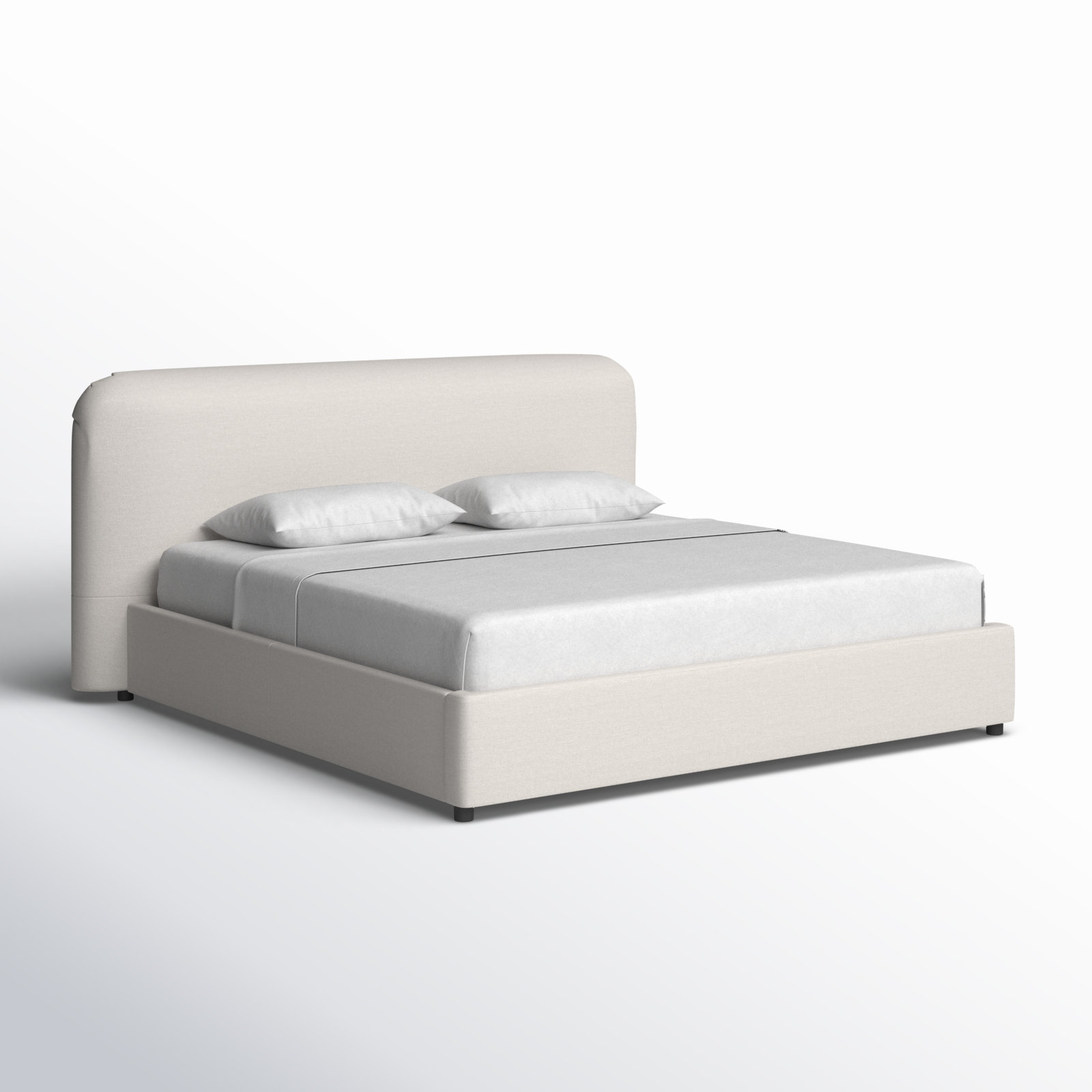 Crosby Upholstered Bed, Queen, Beige Basketweave