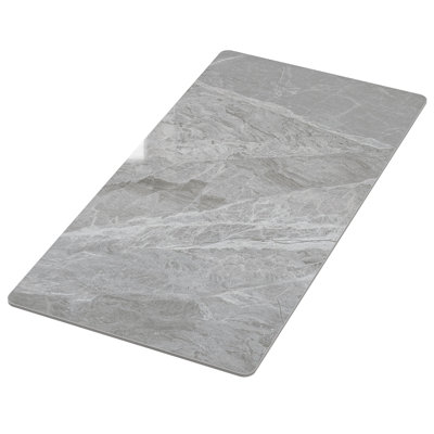 55"L×28"W Gloss Grey Sintered Stone Table Top for DIY Overlay and Replacement