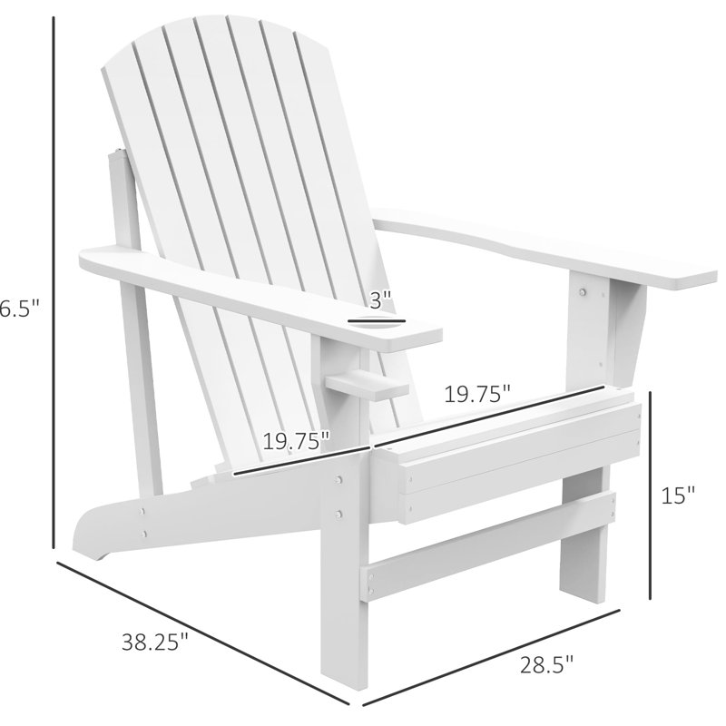 White Wooden Chair With Cup Holder, Ideal For Outdoor Gathering Areas In Patio, Lawn, Deck, Garden, Backyard, Fire Pit - Great Leisure Spots Like