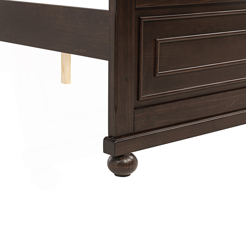 King Size Bed With Tall Headboard & Footboard, Brown