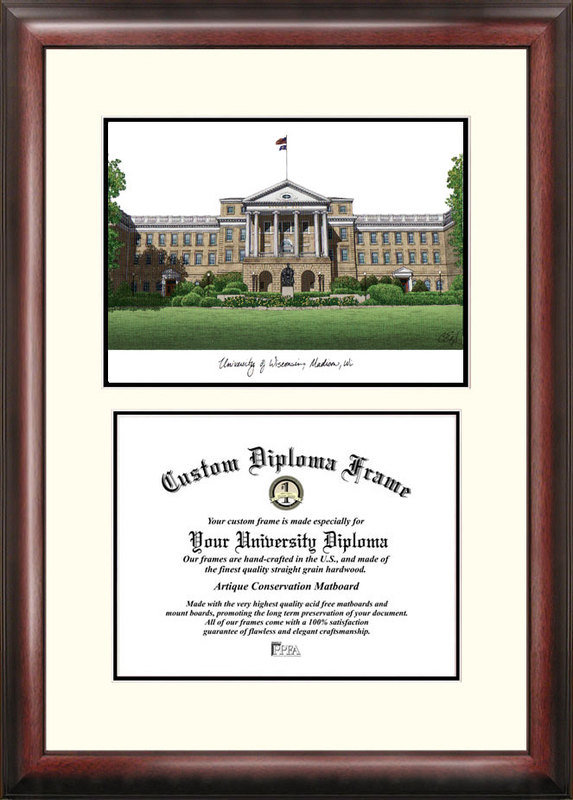 NCAA Wisconsin Badgers Scholar Lithograph Diploma Frame