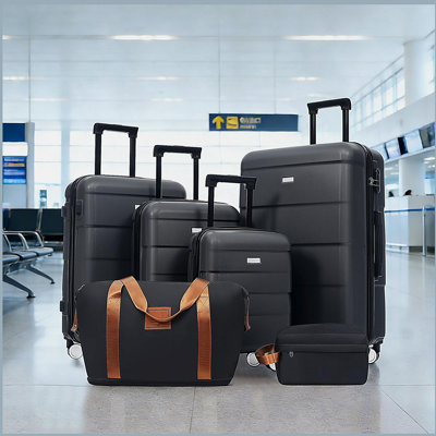 Hardshell Luggage Sets 6 Piece with 2 Bags,Carry on Suitcase with Handle Password Lock Double Spinner Wheels, Lightweight 16"+20"+24"+28" Luggages