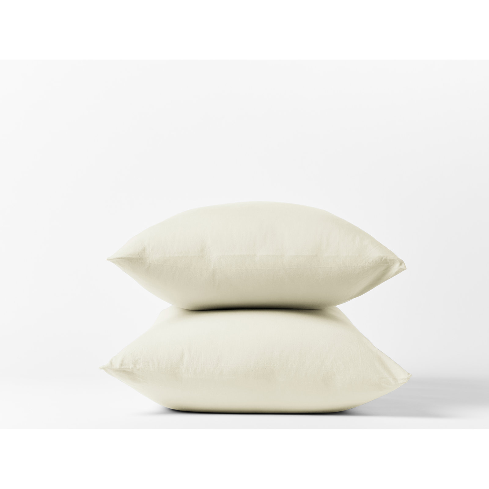 Crinkled 100% Cotton Percale Pillowcase - Set of 2, King Pillowcase, Undyed