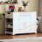 Fluted Kitchen Island with Trash Can Storage Cabinet, Power Outlet, Internal Storage Rack, Rolling Kitchen Islands on 5 Wheels with 3 Drawer, 3 Open Side Racks for 10 Gallon Garbage Bin, White-129123377