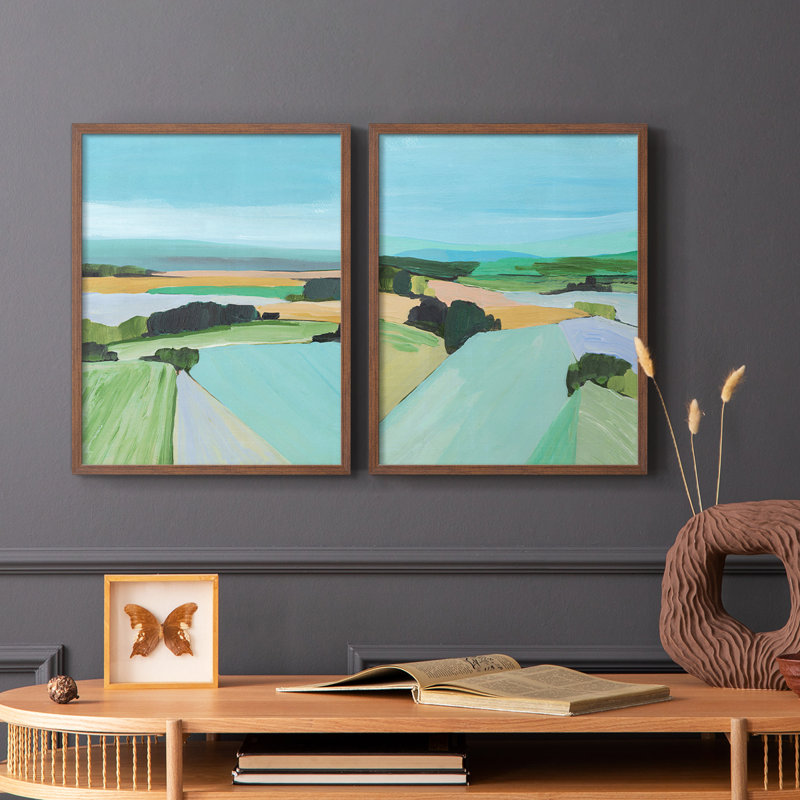 «Bright Coloured Countryside III», reproduction encadrée de qualité supérieure - prête à être accrochée - aucun clou requis - aucun clou requis