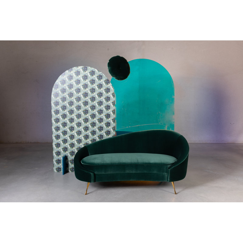 Velvet Loveseat, Green Polyester
