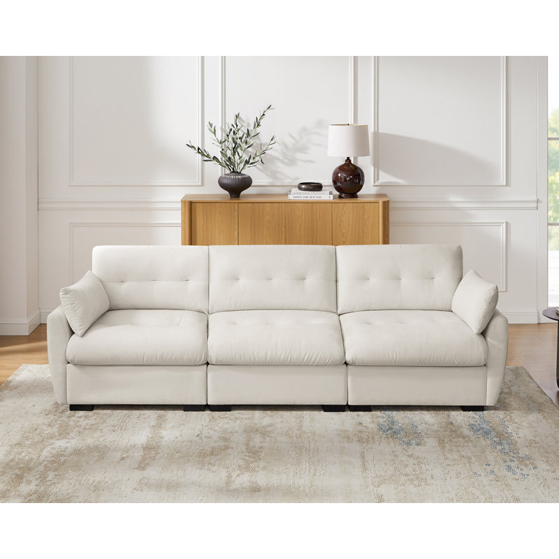 109.06'' Modular Upholstered Sectional Sofa For Living Room, Beige