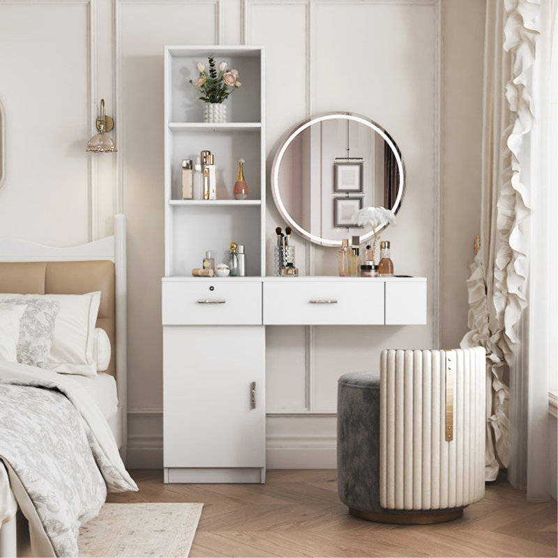 Bureau à cheveux moderne et simple, rangement multicouche, grand espace de rangement, Blanc