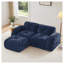 Canapé modulaire en L capitonné en velours bleu avec repose-pieds mobile, canapé-lit sans assemblage pour espaces de vie-830330290