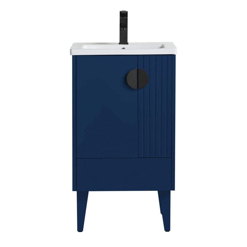 Ensemble de meuble-lavabo simple 20 po Saimah, Noir, Bleu marine