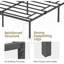 Structure de lit en métal, structure de lit plateforme avec support en lattes en acier robuste, aucun sommier requis, assemblage facile -50656603