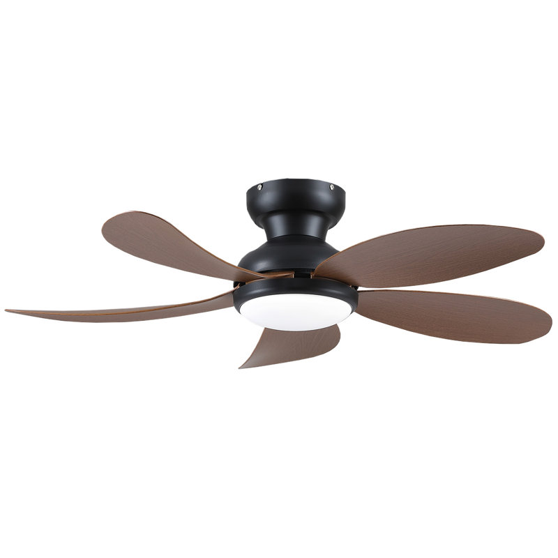 42 Inch Modern Indoor Low Profile Ceiling Fans With Lights And Remote/App, Brown