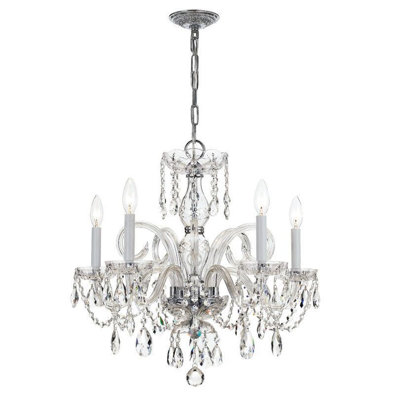 Nenita 5 - Light Glass Dimmable Classic / Traditional Chandelier, Polished Chrome