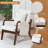 26" Wide Mid Century Upholstered Solid Wood Accent Chair With Extra Pillow & Storage Pocket