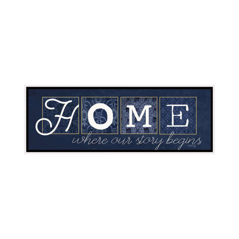Home Where Our Story Begins by Marla Rae - Panoramic Print on Canvas, White Floater Frame, 30.48 cm H x 91.44 cm W