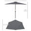 Parasol de patio semi-parasol 9,8 pi, manivelle, noir-97812941