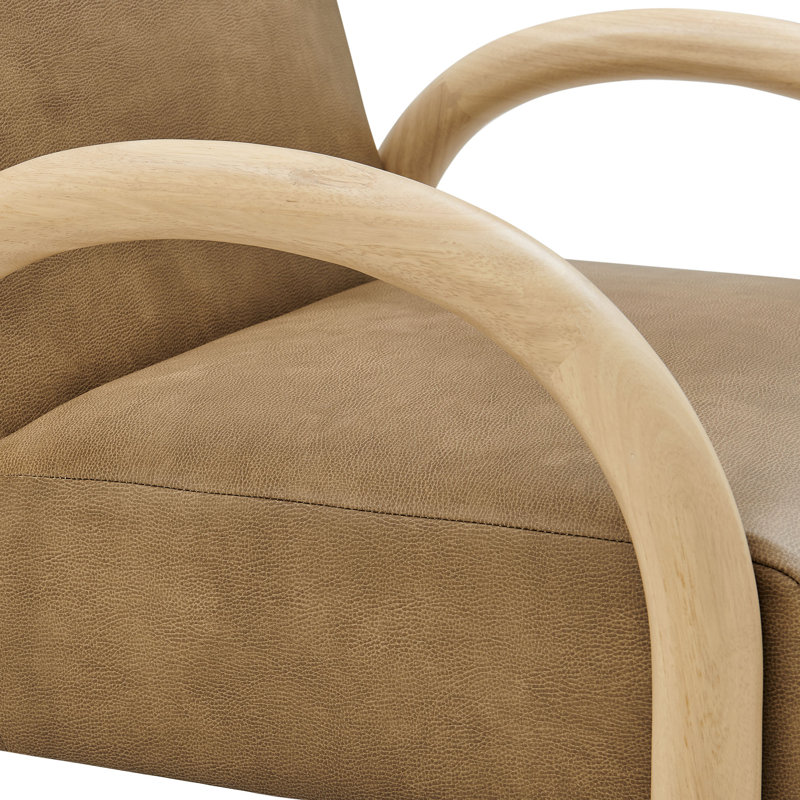 Chaise d'appoint rembourrée en similicuir Lunet, Grillé, Naturel / naturel