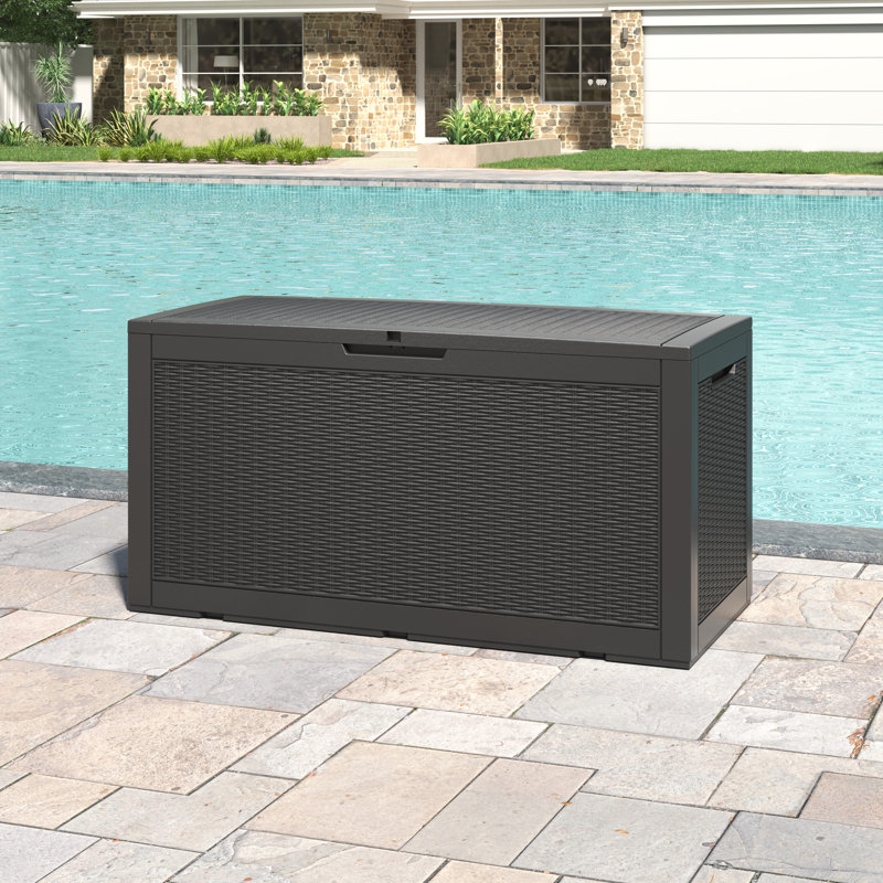 Boîte de rangement extérieure durable 100 gallons, Noir, noir, noir, noir