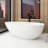 59" Freestanding Soaking Solid Surface Bathtub In Matte White