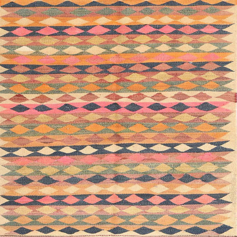 Tapis contemporain beige / rose clair / ivoire, Carré 5 pi