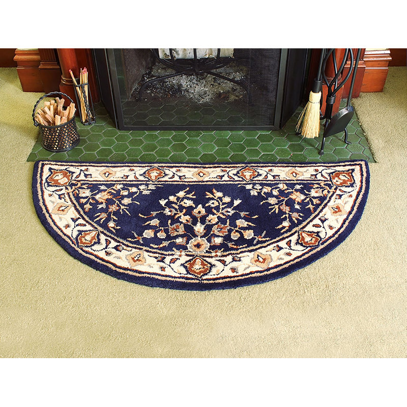 Tapis oriental en laine fait à la main Hearth, Demi-cercle 2 pi 2 po x 4 pi 7 po